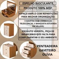 Penteadeira Cômoda Gaveteiro Com Banqueta Embutido 100% Mdf Espelho Basculante Nature/off White - 2