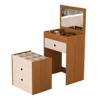 Penteadeira Cômoda Gaveteiro Com Banqueta Embutido 100% Mdf Espelho Basculante Nature/off White - 3