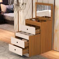 Penteadeira Cômoda Gaveteiro Com Banqueta Embutido 100% Mdf Espelho Basculante Nature/off White