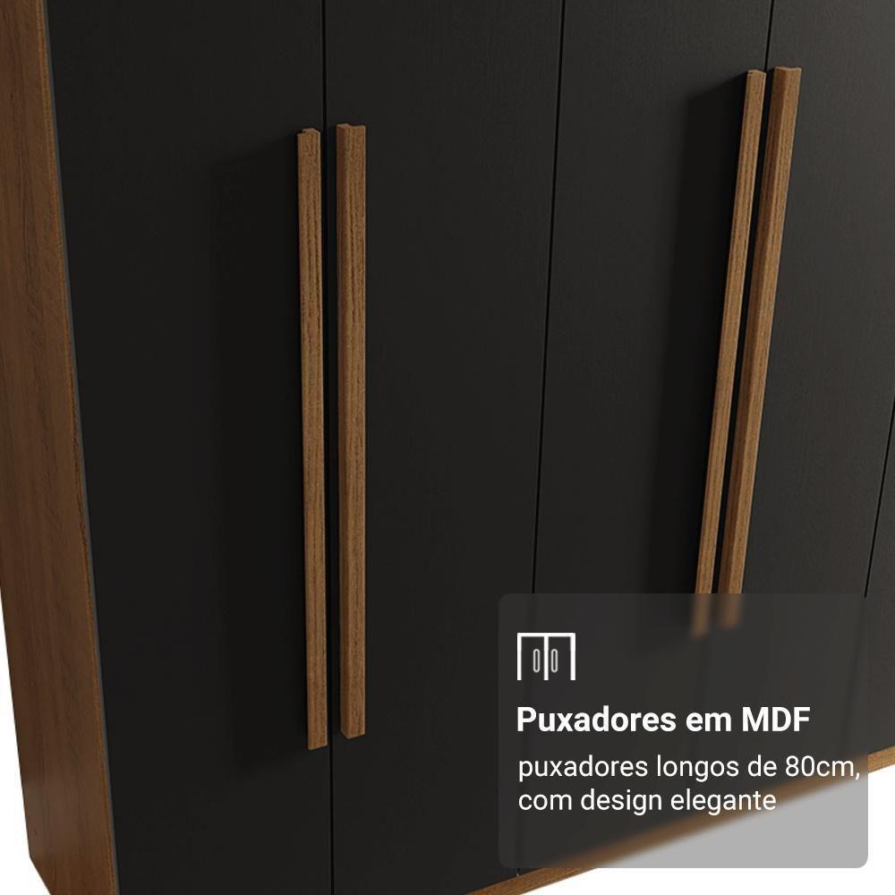 Guarda-roupa Casal 8 Portas Batentes Netuno Madesa Rustic/preto - 6