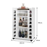 Buffet Aparador Bélgica Adega Bar Com Rodízios Branco - 3