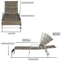 3 Espreguiçadeiras Reclinável Catar, Alumínio Polido E Fibra Cappuccino - 2