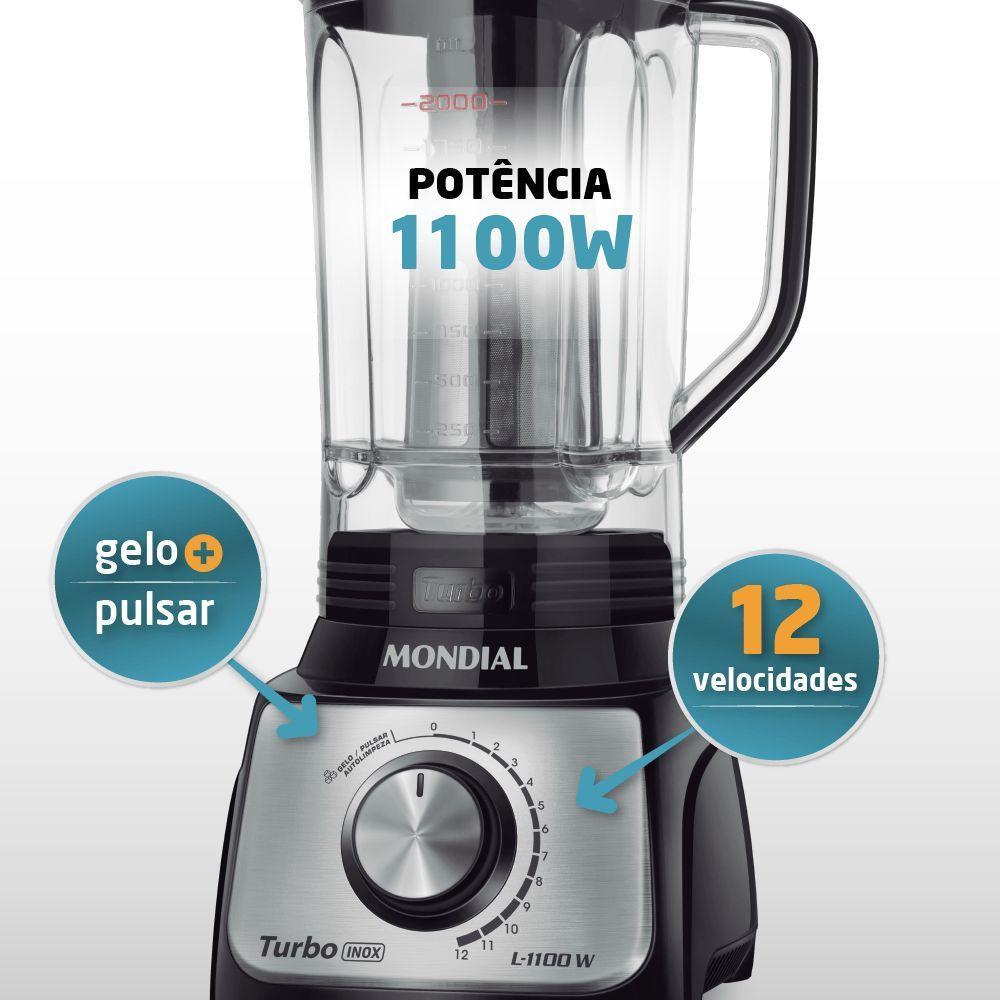 Liquidificador Mondial Turbo Inox 3l L-1100-bi 127v - 10