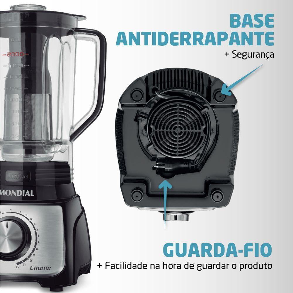 Liquidificador Mondial Turbo Inox 3l L-1100-bi 127v - 5