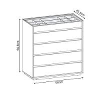 Cômoda Belize Versátile Com 5 Gavetas E Organizador Tampo De Vidro 90cm Branco