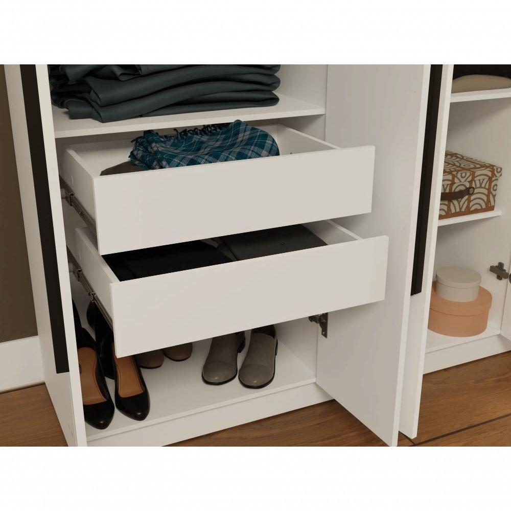 Guarda-roupa Casal 6 Portas Batentes Com Espelho Venus Madesa Branco/preto - 10