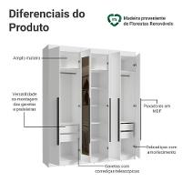 Guarda-roupa Casal 6 Portas Batentes Com Espelho Venus Madesa Branco/preto