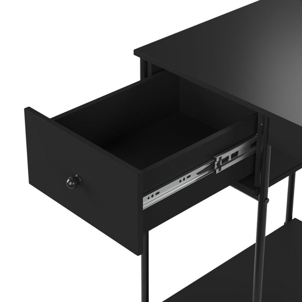 Escrivaninha Home Office Mesa De Estudo Escritório Quarto Gaveta Estilo Industrial Criare Preto - 3