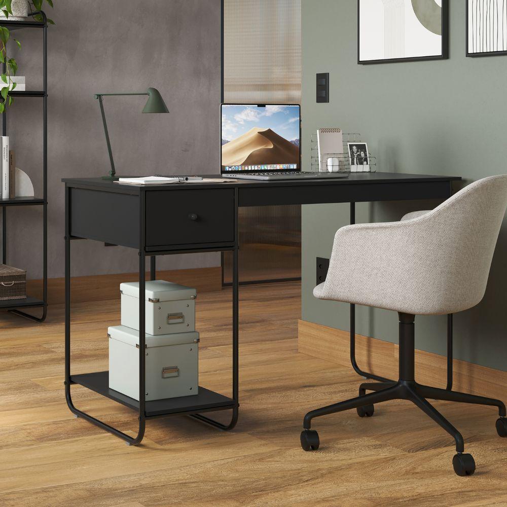 Escrivaninha Home Office Mesa De Estudo Escritório Quarto Gaveta Estilo Industrial Criare Preto - 5