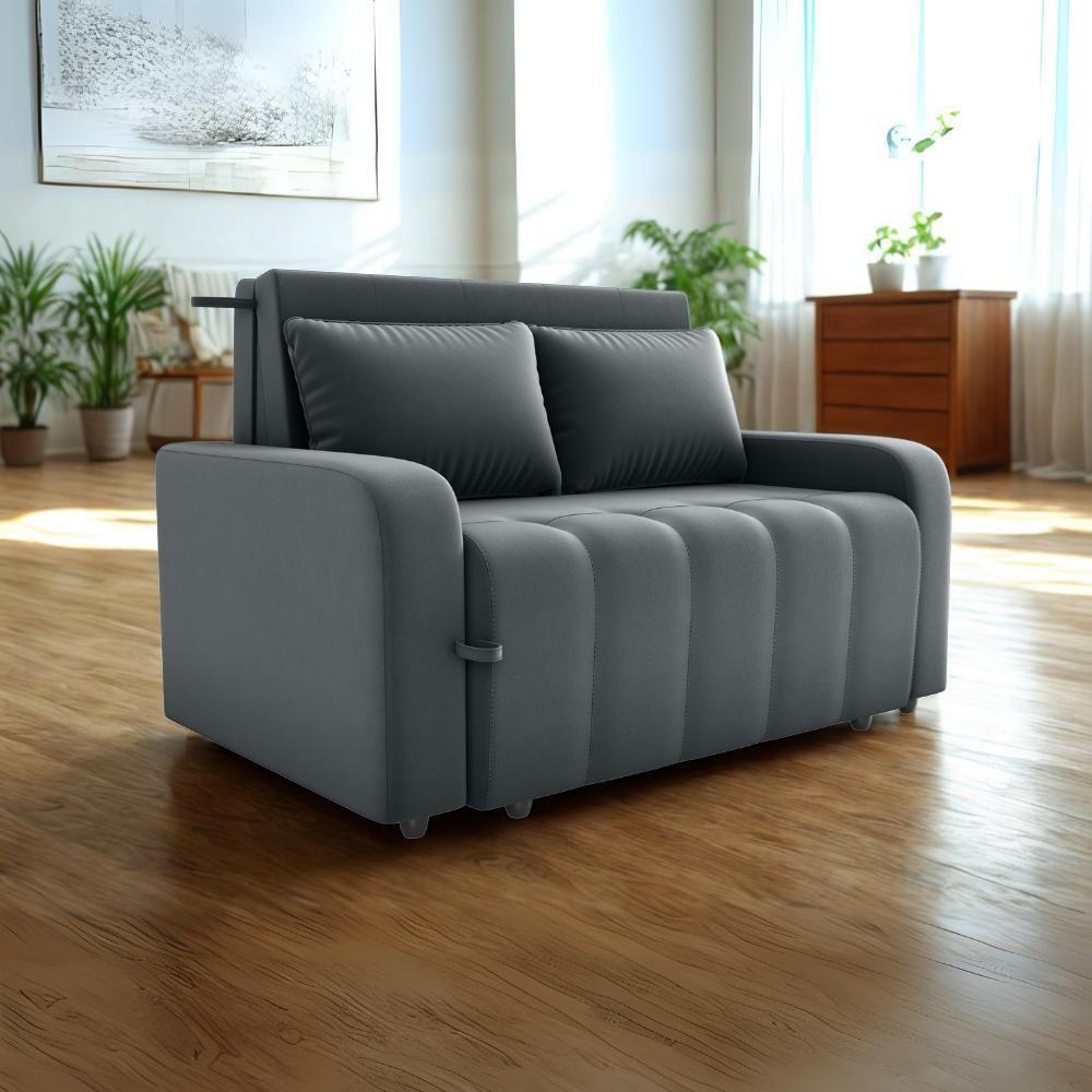 Sofa Cama 2 Lugares 138 Cm Amora New Veludo E425 Cinza Milani Store Cinza - 2