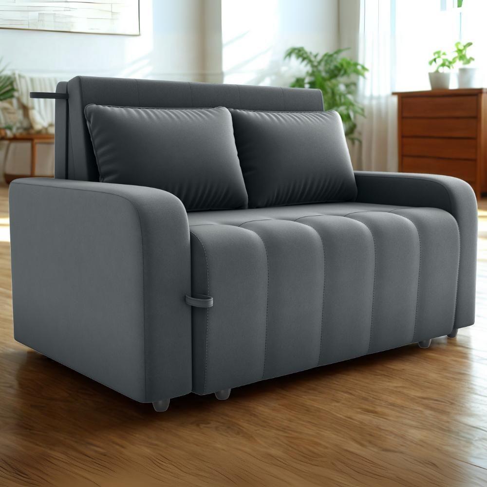 Sofa Cama 2 Lugares 138 Cm Amora New Veludo E425 Cinza Milani Store Cinza - 3