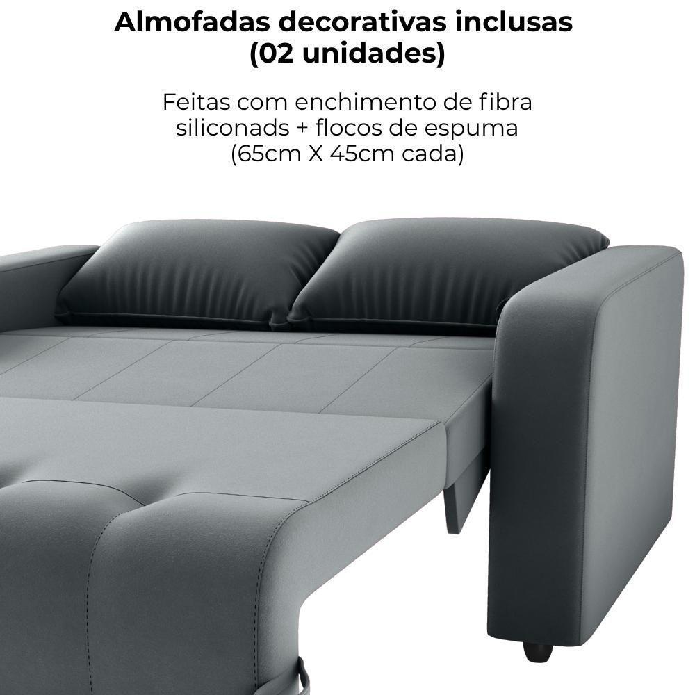 Sofa Cama 2 Lugares 138 Cm Amora New Veludo E425 Cinza Milani Store Cinza - 6