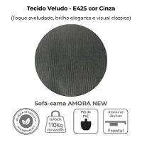 Sofa Cama 2 Lugares 138 Cm Amora New Veludo E425 Cinza Milani Store Cinza - 8