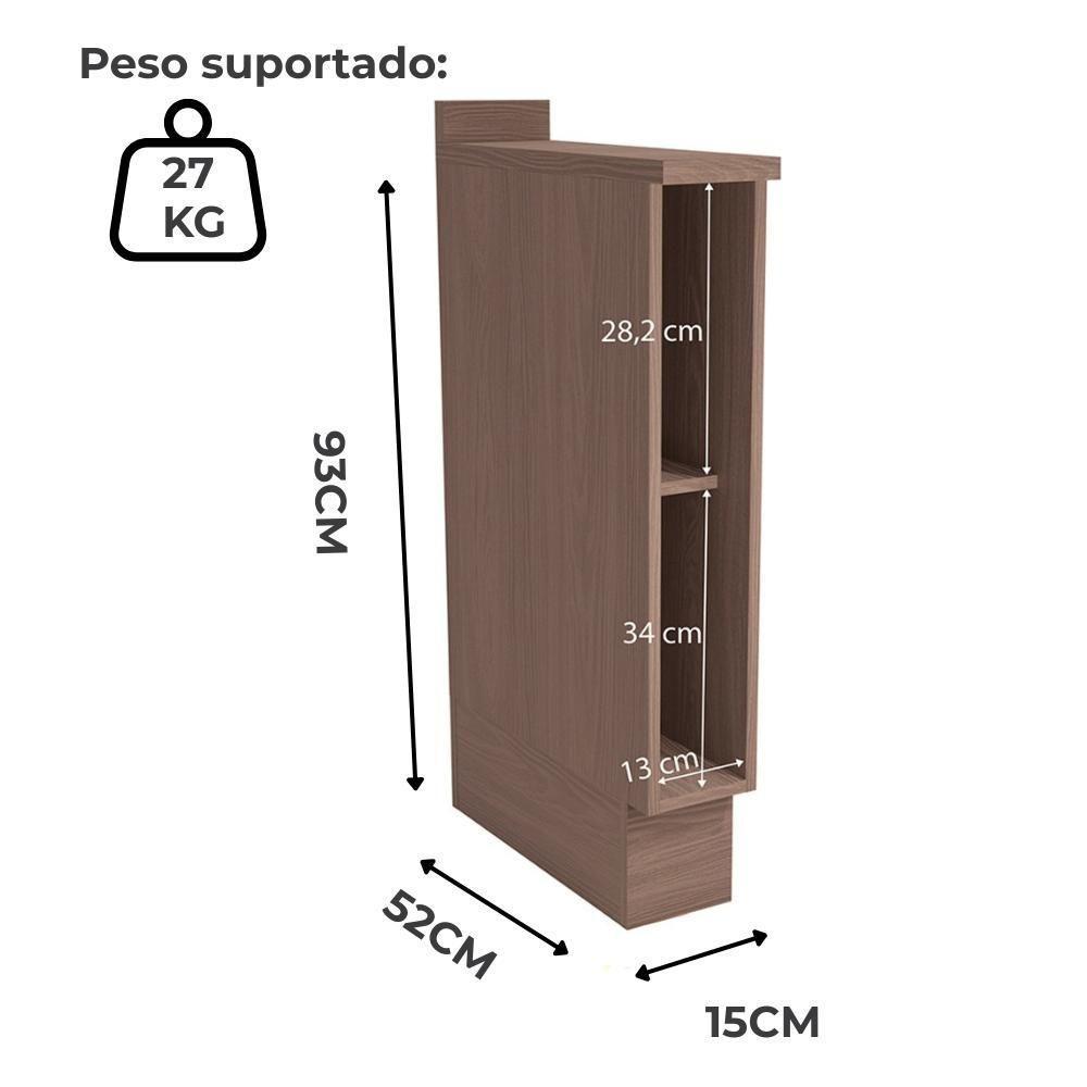 Balcao Nicho Toalheiro Com Tampo 15 Cm Maxxi G740 Nogal Kappesberg Nogal - 5
