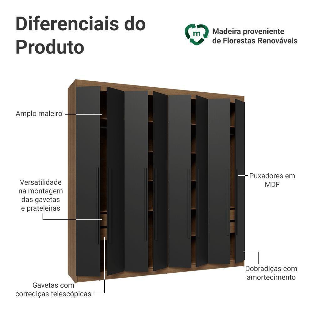 Guarda-roupa Casal 8 Portas Batentes Netuno Madesa Rustic/preto - 4