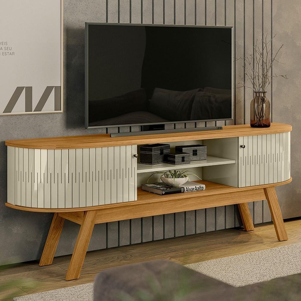 Rack Bancada Tv 75 Pol 2p 183 Cm Valencia Cumaru Opala Madetec Cumaru Opala - 3