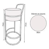 Kit 3 Banquetas Alta Redonda Base Dourada Veludo - Cinza - 4