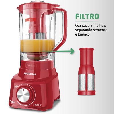 Liquidificador Turbo 900w L-900 Fr-2c 2 Copos-127v-vermelho