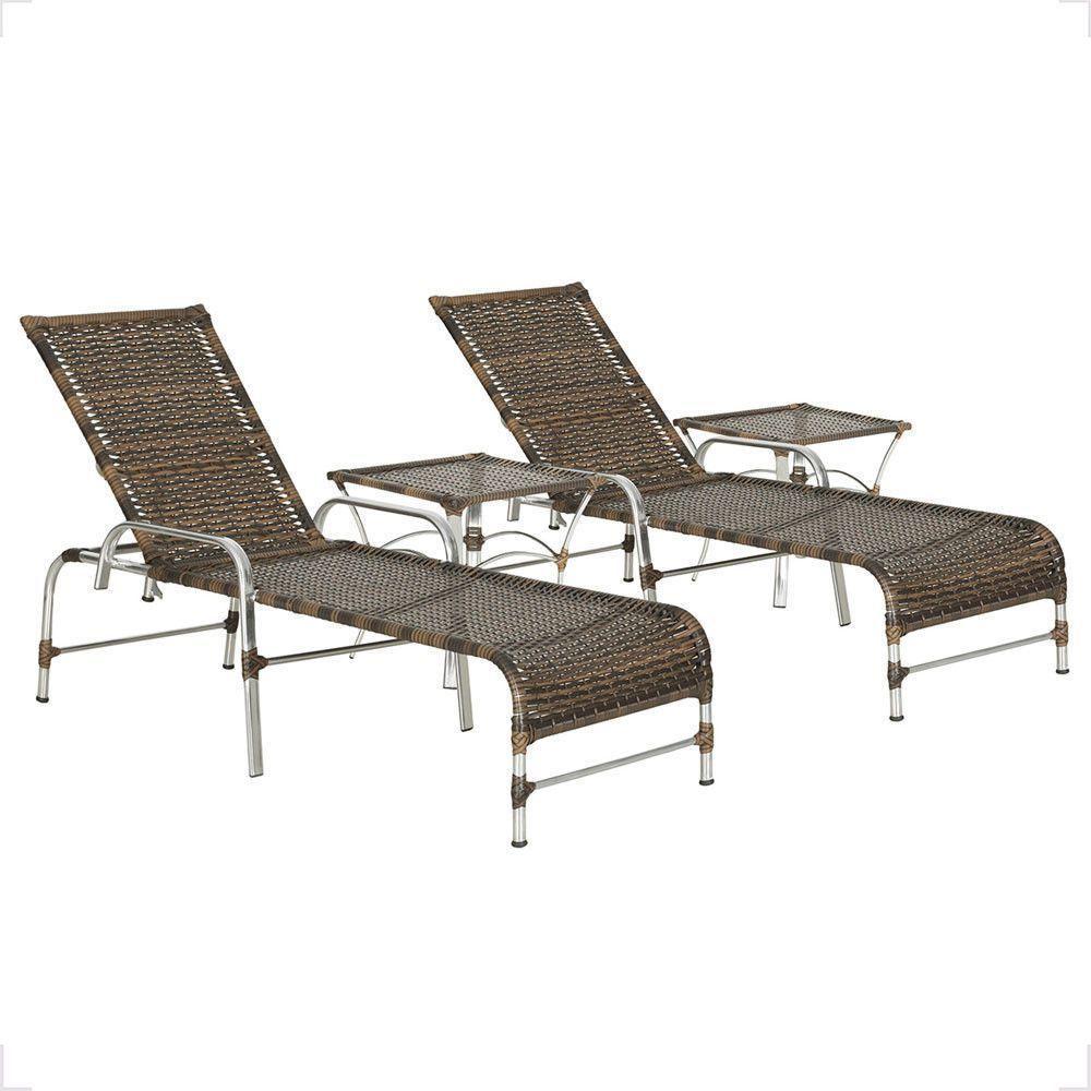 2 Espreguiçadeira Catar E 2 Mesa Garden Alumínio E Fibra Argila - 1