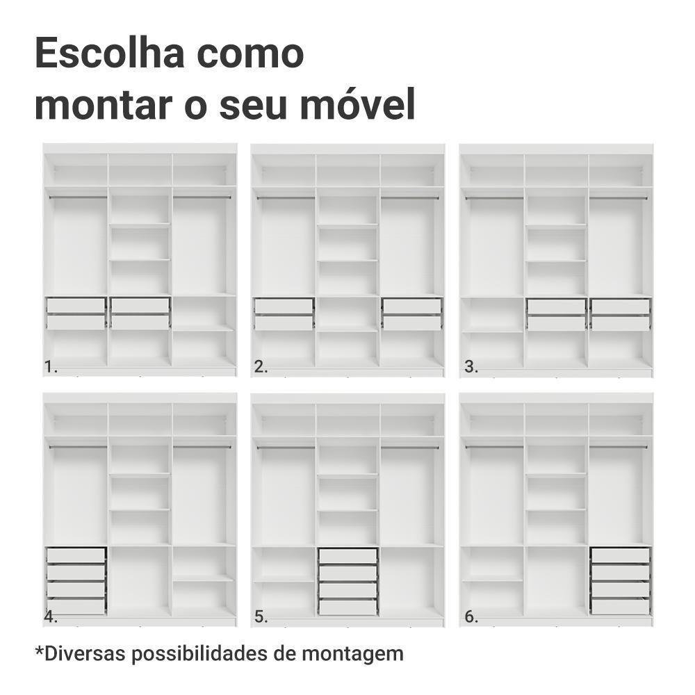 Guarda-roupa Casal 6 Portas Batentes Netuno Madesa Branco/preto - 5