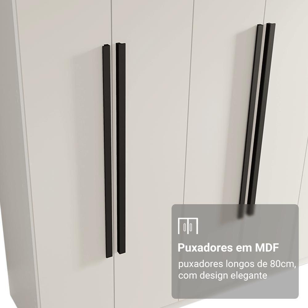 Guarda-roupa Casal 6 Portas Batentes Netuno Madesa Branco/preto - 6