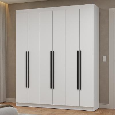 Guarda Roupa Casal Netuno 6 Portas Batentes 4 Gavetas Branco-Branco-Preto Madesa