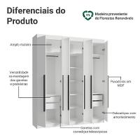 Guarda-roupa Casal 6 Portas Batentes Netuno Madesa Branco/preto