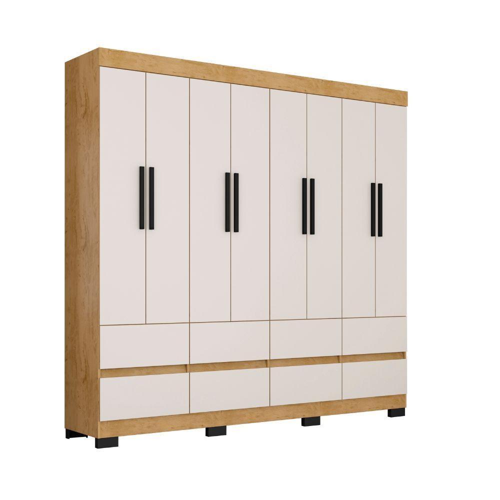 Guarda Roupa Esmeralda 8 Portas 8 Gavetas Sem Espelho Freijó/baunilha Brilho - 1