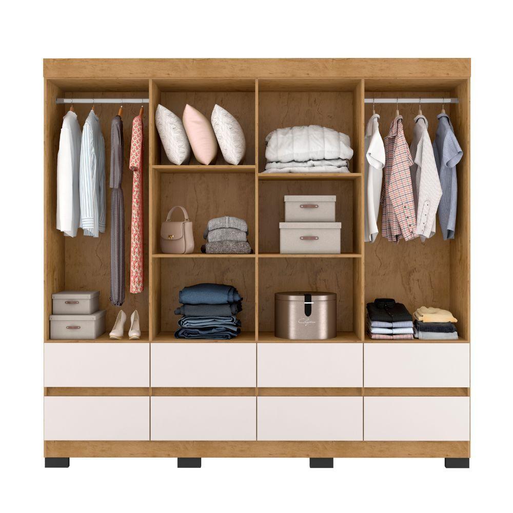 Guarda Roupa Esmeralda 8 Portas 8 Gavetas Sem Espelho Freijó/baunilha Brilho - 3