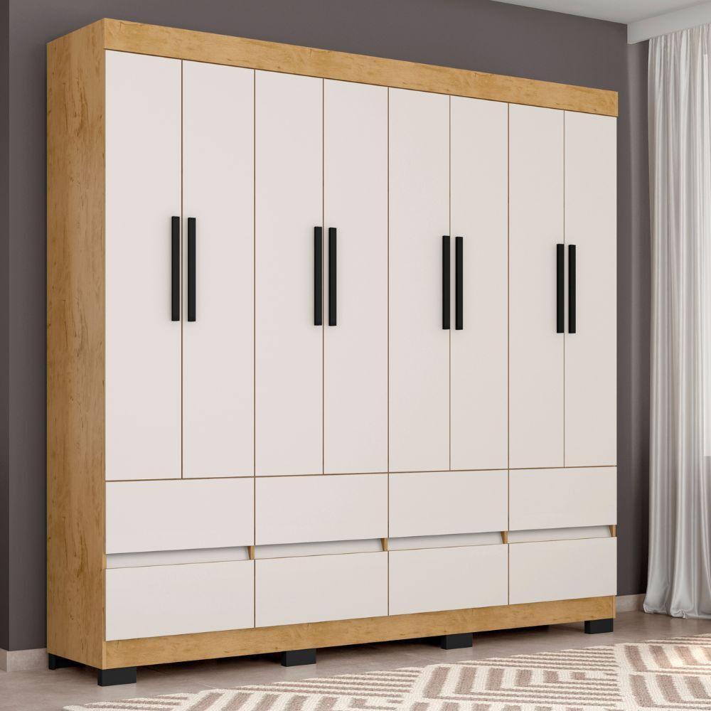 Guarda Roupa Esmeralda 8 Portas 8 Gavetas Sem Espelho Freijó/baunilha Brilho - 4