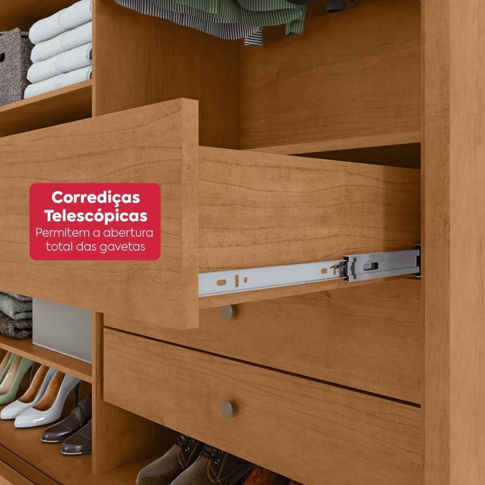 Guarda-roupa Casal 100% Mdf 3 Portas 6 Gavetas Vitta 2,70 Glass Amendoa/off White - 9