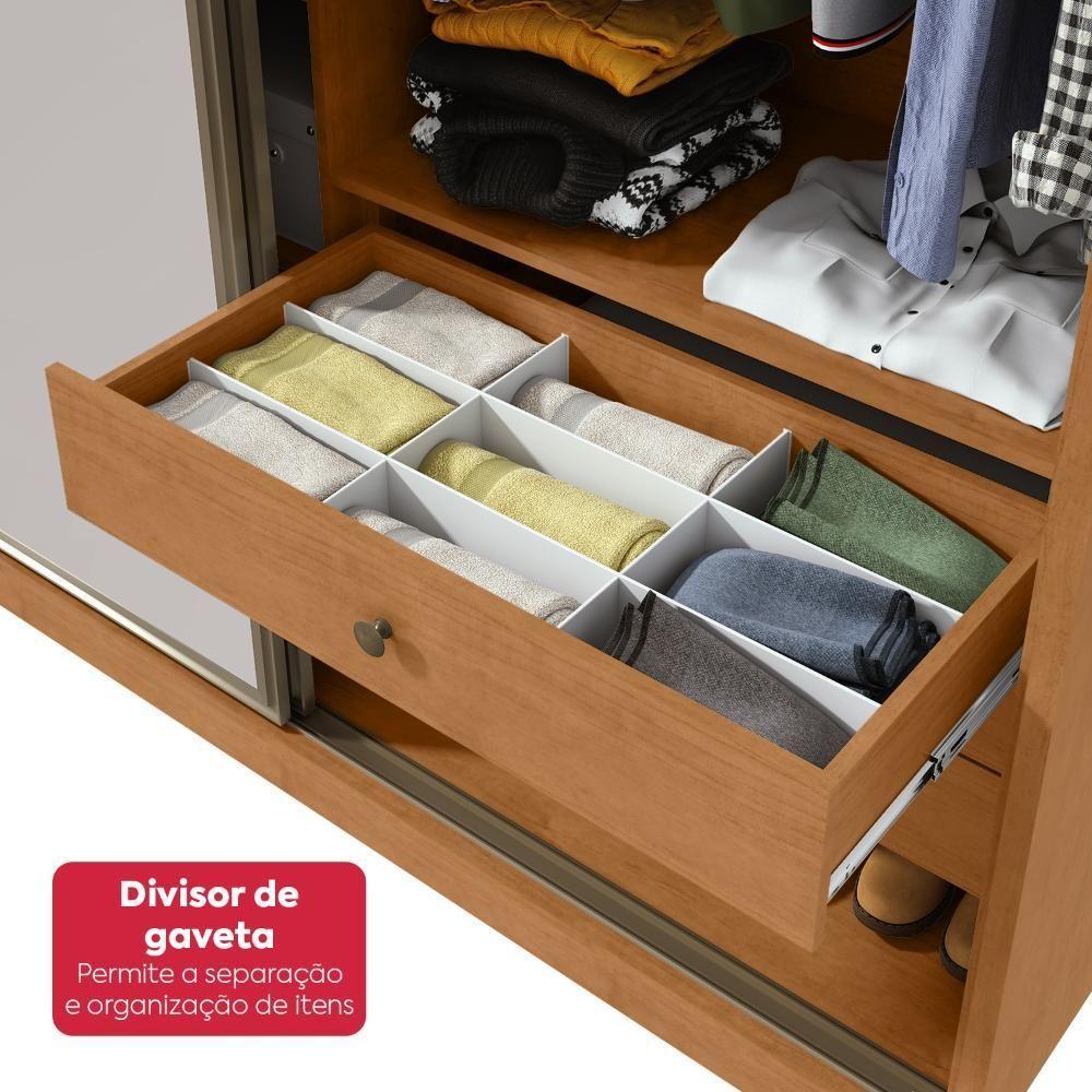 Guarda-roupa Casal 100% Mdf 3 Portas 6 Gavetas Vitta 2,70 Glass Amendoa/off White - 10