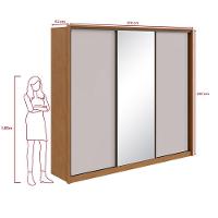 Guarda-roupa Casal 100% Mdf 3 Portas 6 Gavetas Vitta 2,70 Glass Amendoa/off White - 3