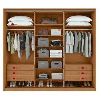 Guarda-roupa Casal 100% Mdf 3 Portas 6 Gavetas Vitta 2,70 Glass Amendoa/off White