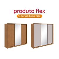 Guarda-roupa Casal 100% Mdf 3 Portas 6 Gavetas Vitta 2,70 Glass Amendoa/off White - 5