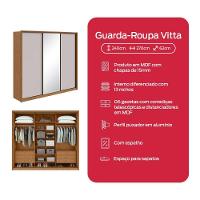 Guarda-roupa Casal 100% Mdf 3 Portas 6 Gavetas Vitta 2,70 Glass Amendoa/off White - 6