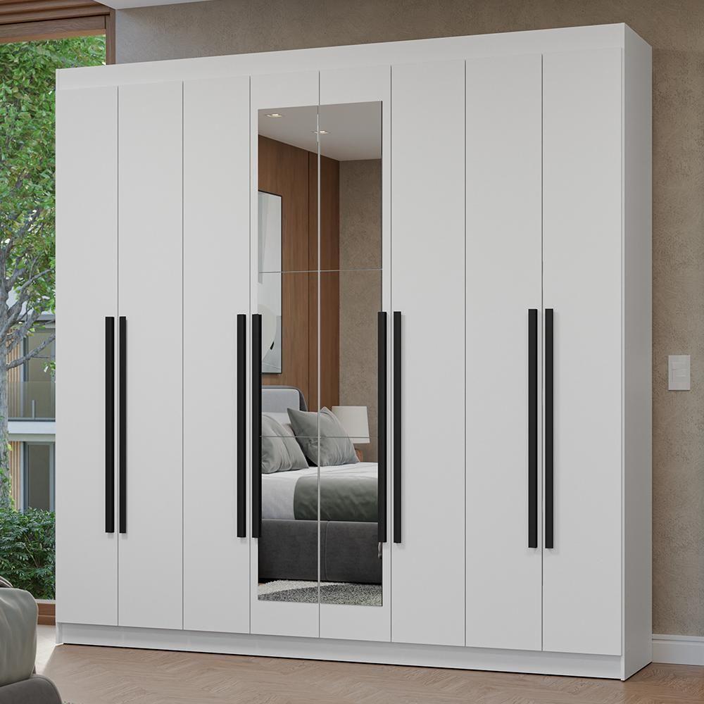Guarda-roupa Casal 8 Portas Batentes Com Espelho Netuno Madesa Branco/preto - 1