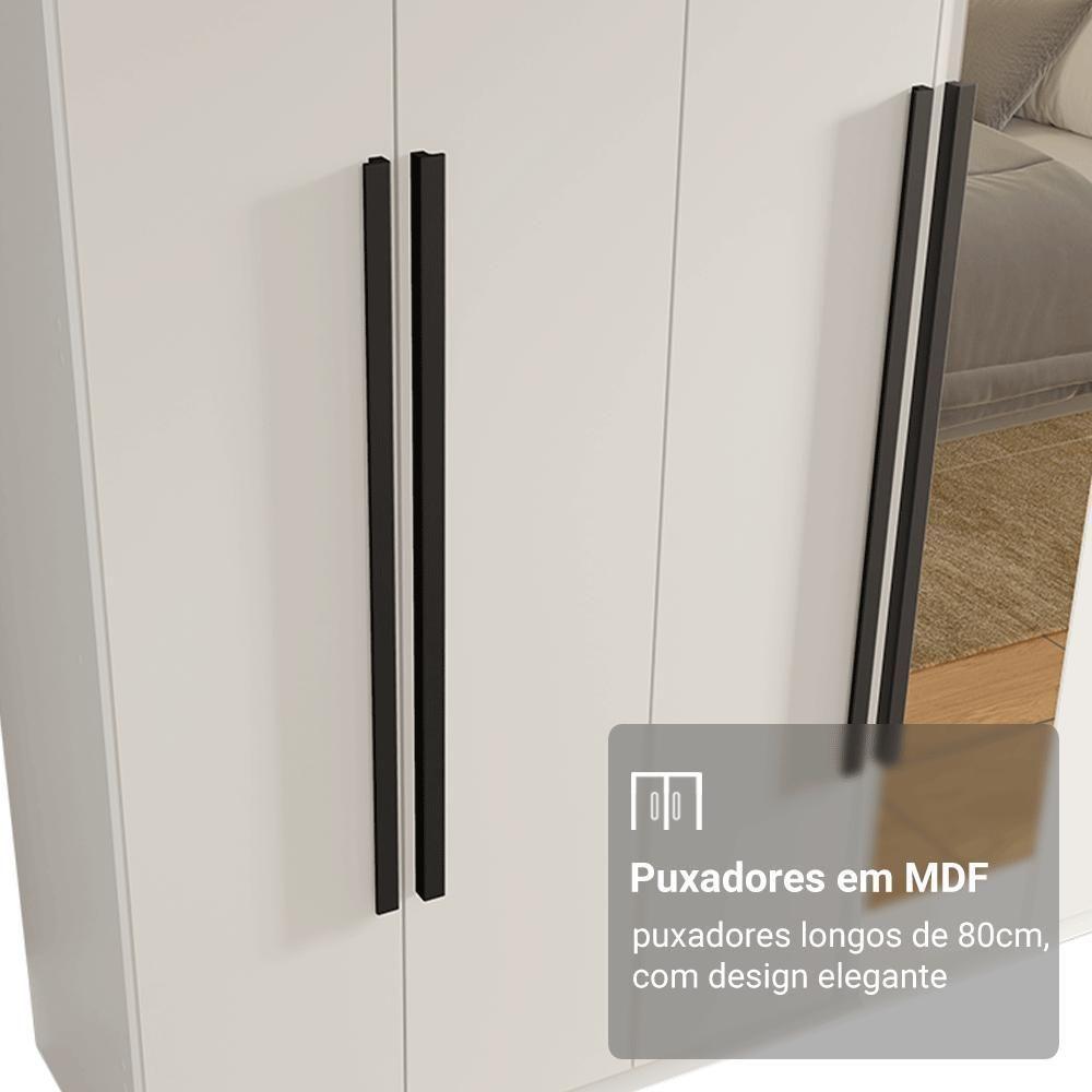 Guarda-roupa Casal 8 Portas Batentes Com Espelho Netuno Madesa Branco/preto - 6