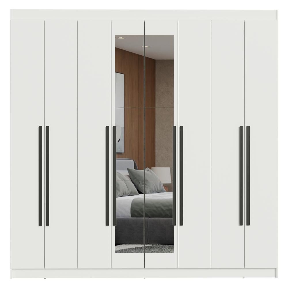 Guarda-roupa Casal 8 Portas Batentes Com Espelho Netuno Madesa Branco/preto - 10