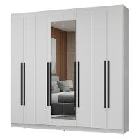 Guarda-roupa Casal 8 Portas Batentes Com Espelho Netuno Madesa Branco/preto - 2