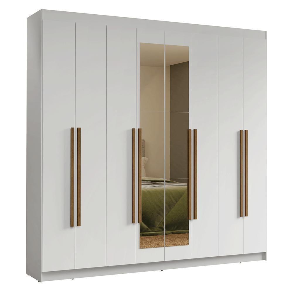 Guarda-roupa Casal 8 Portas Batentes Com Espelho Saturno Madesa Branco/rustic - 2
