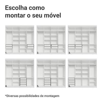 Guarda-roupa Casal 8 Portas Batentes Madesa Branco/rustic