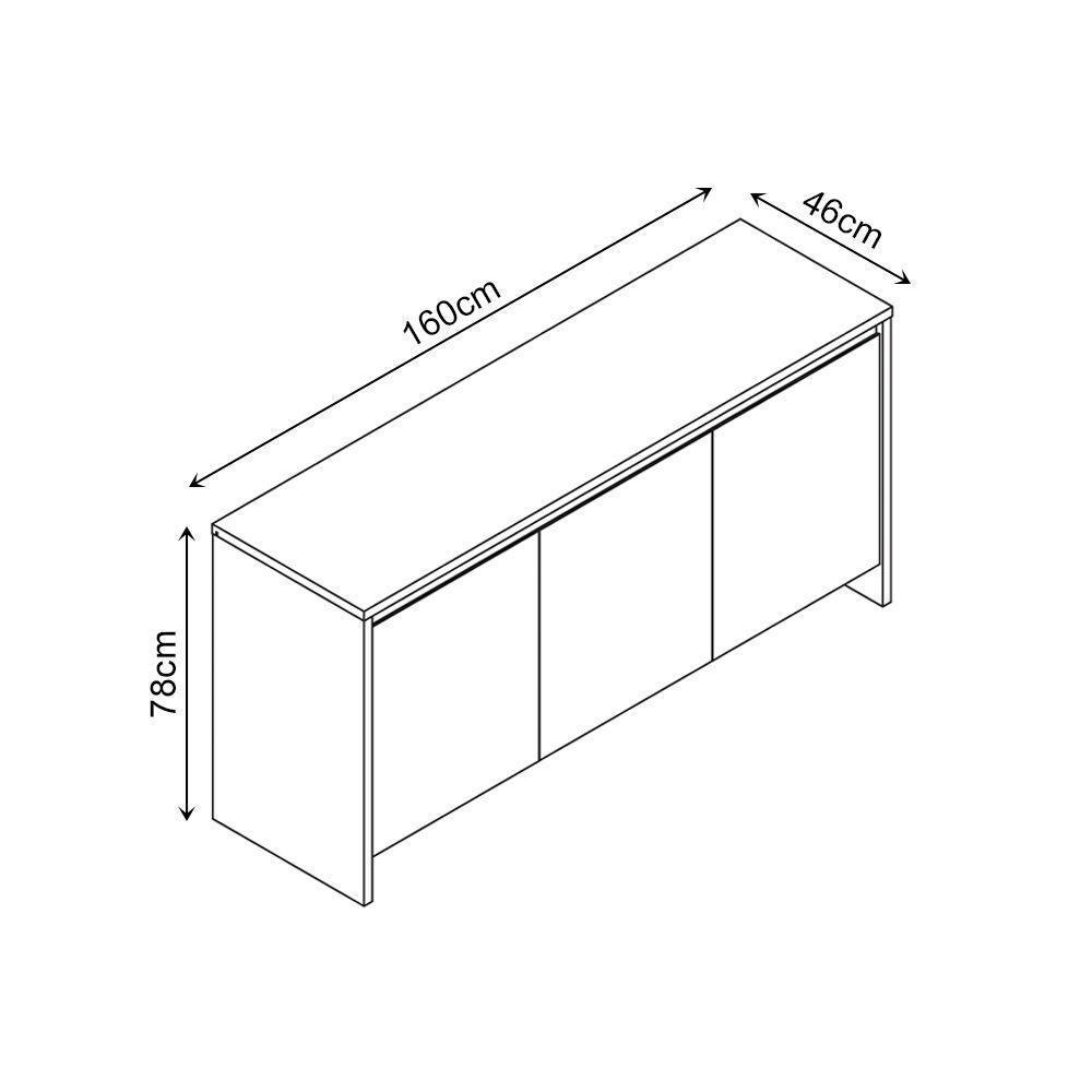 Balcão Buffet Madrid Versátile Com 3 Portas E 1 Gaveta 1,60 Cedro/off-white - 4