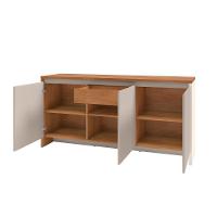 Balcão Buffet Madrid Versátile Com 3 Portas E 1 Gaveta 1,60 Cedro/off-white - 3