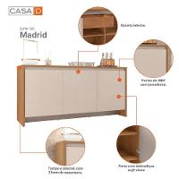 Balcão Buffet Madrid Versátile Com 3 Portas E 1 Gaveta 1,60 Cedro/off-white - 5