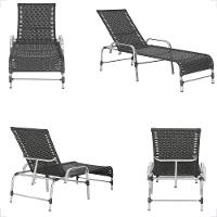 2 Espreguiçadeira Catar E 2 Mesa Garden Alumínio E Fibra Preto - 5