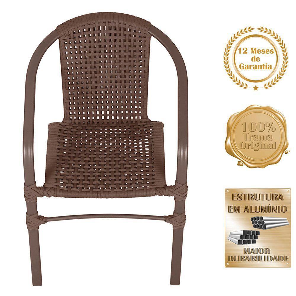 01 Cadeira Floripa Aluminio Pintura Marrom Trama Original Marrom - 3