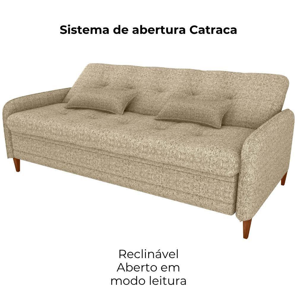 Sofa Cama 2 Lugares 206 Cm Donna Linho Vancouver E488 Palha Milani Store Palha - 6