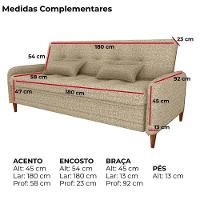 Sofa Cama 2 Lugares 206 Cm Donna Linho Vancouver E488 Palha Milani Store Palha