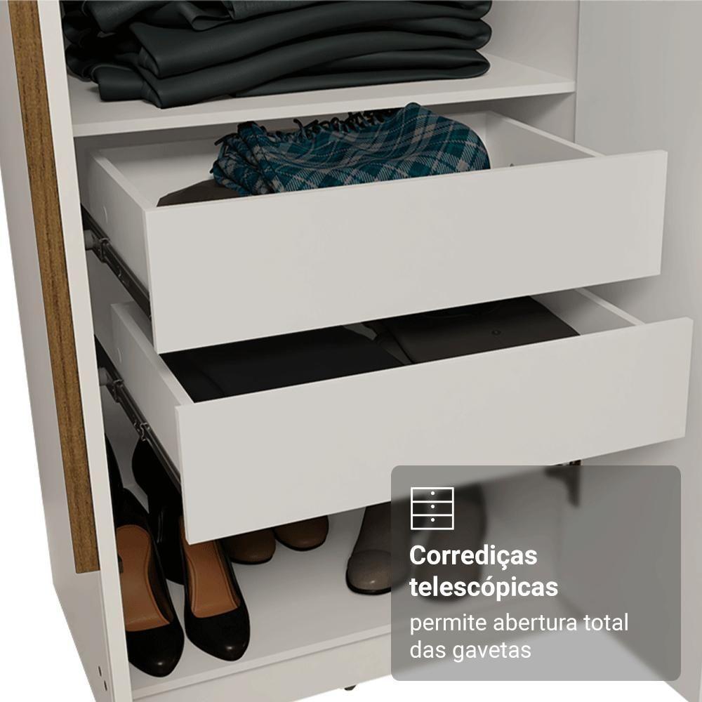 Guarda-roupa Casal 6 Portas Batentes Com Espelho Venus Madesa Branco/rustic - 7